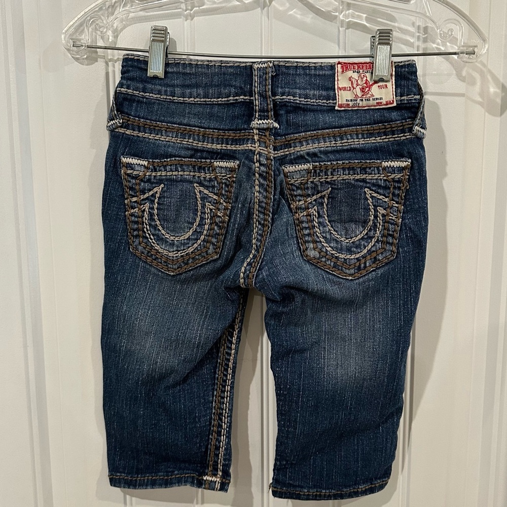 True Religion Blue Denim Capri Jean Shorts Kids Size 7